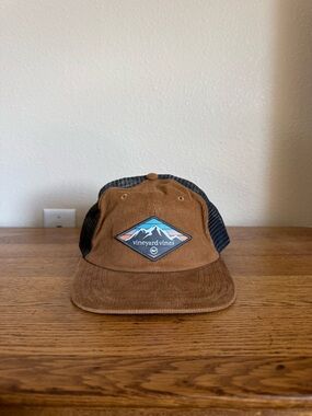 Vineyard Vines Brown Corduroy and Black Mesh Trucker Hat